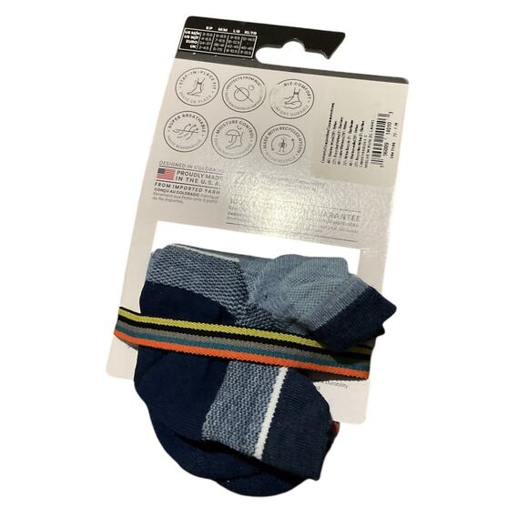 SmartWool Run Targeted Cushion Pattern Low Ankle Socks Blue/ Navy Blue Small - Picture 2 of 4